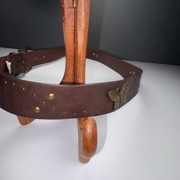 butterfly accents Y2K brown belt size large - Picture 2 of 5